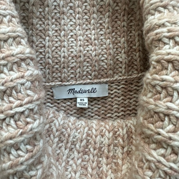 Madewell Sz XS Tan Cowl Neck Sweater Vest Cutaway Merino Wool bled fits like M - Picture 3 of 7